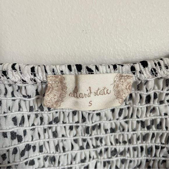 Altar'd State White and Black Puff Sleeve Blouse with Tie Front - Picture 3 of 3